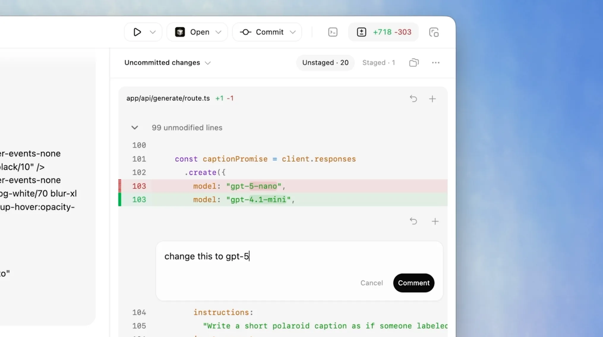 Codex inline code commenting