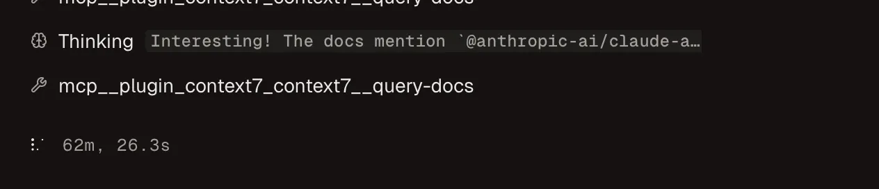 A Claude Code session running for over 62 minutes with agent-browser